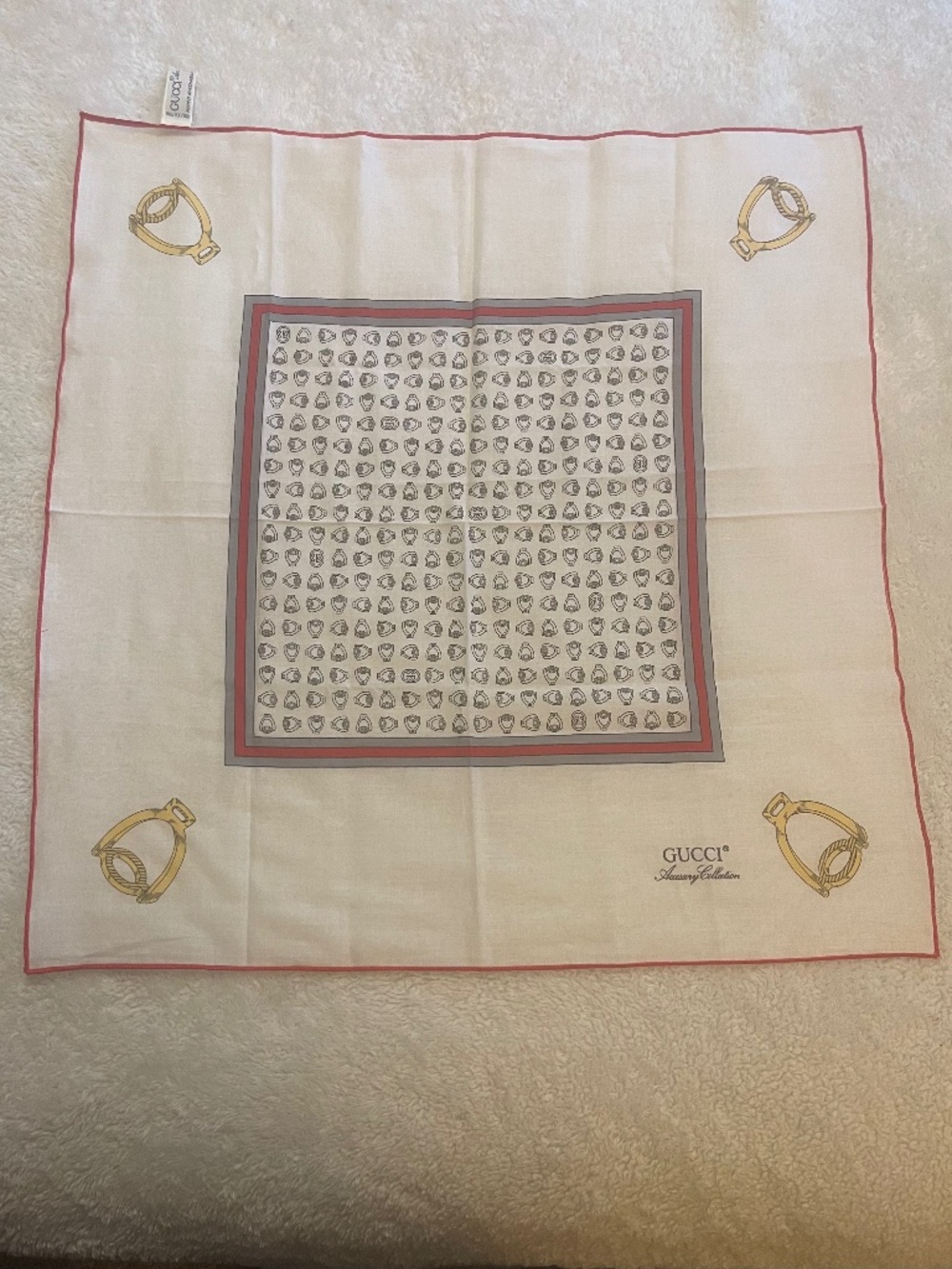 Vintage Gucci Accessory Collection Equestrian Scarf 100% Cotton Italy